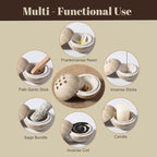 Koville Natural Travertine Stone Incense Burner, Incense Holder for Cone/Balsam Fir/Palo Santo/Sage, Handmade Sphere Incense Burner for Meditation Yoga SPA Relaxation, Home Decor,Beige Travertine