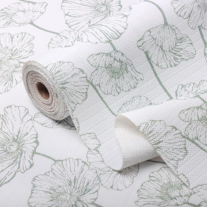 Shelf Liner for Kitchen Cabinets Non Adhesive Kitchen Drawer Liner,Non-Slip Lotus Cabinet Liner Shelf Paper,Pantry Shelf Liners for Cabinets Dresser Cupboard Liner Decorative 15.7In x 10FT