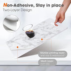 Drawer and Shelf Liner, Non-Slip Kitchen Cabinet Liners Non-Adhesive Thick Strong Grip Waterproof Washable Mats Protect Dresser Shelves Cupboard Bathroom Cabinets, White Marble, 12 in X 20 FT