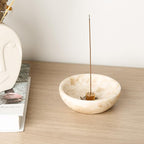 Koville Natural Marble Incense Holder, Incense Holder for Sticks with 9 Holes, Handmade Incense Burner Ash Catcher for Meditation Yoga SPA, Balsam Fir/Palo Santo/Sage/Cone (Z)