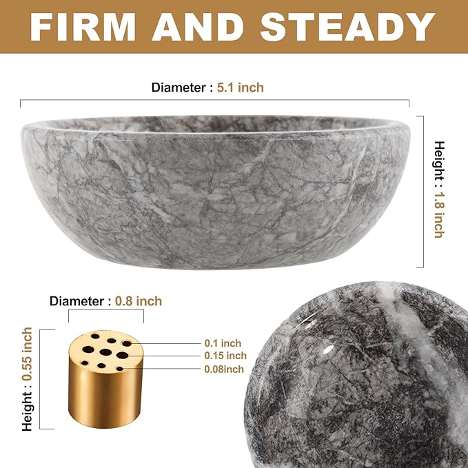 Koville Moroccan Natural Marble Incense Holder, Incense Holders for Sticks, Sturdy Incense Burner Ash Catcher, Ideal for Meditation, Relaxing, Easy to Clean(Gris Lido)