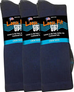 Loose Fit Stays Up Men's and Women's Casual Crew Socks (Pack of 3) Made in USA! Cushioned Sole