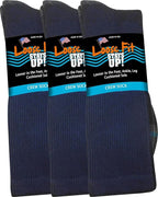 Loose Fit Stays Up Men's and Women's Casual Crew Socks (Pack of 3) Made in USA! Cushioned Sole