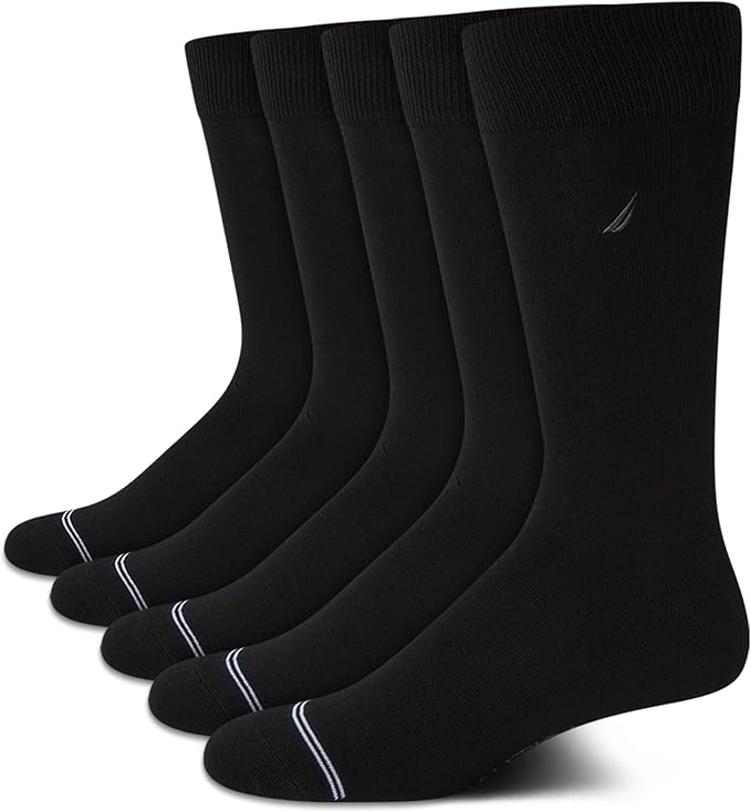 Nautica Mens Dress Socks - 5 Pack Breathable Comfort Stretch Crew-Length Work Socks for Men for Business Formal Wear (6-12.5)