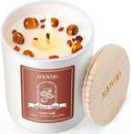 AOOVOO Nutmeg Beans Scented Candles for Women - Aromatherapy Candle with Crystals Inside, 10oz Soy Candles for Home Scented, Birthday Gifts Candle for Women Mom