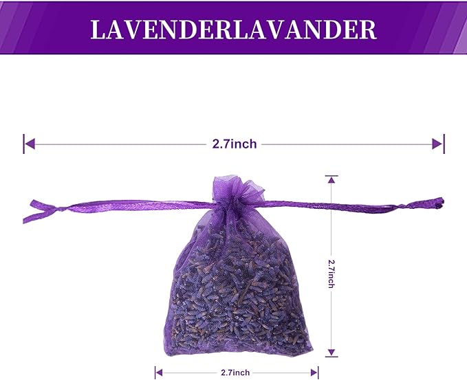 24 Pieces French Dried Lavender Sachet Lavender Flower Bags Long Lasting Fresh Scents 2023 New Lavender Buds for Clothes Storage Drawers and Closets Home