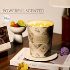 HomeLights 3-Wick Candles for Home Scented - 34oz Soy Wax Blend Candle Long-Lasting Fragrance, Rustic Modern Home Decor and Housewarming Gifts, Candied Apple Cinnamon