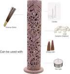 Carry Me Marble Soapstone Incense Stick Holder | Candle Burner | Tea Light Holder - Perfect Handmade Elephant Carving for Gifting. Decorative Home and Office Decor.(3 x 3 x 11 Inches)