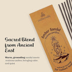 Sandalwood Amber Incense Sticks Resin - (40+ Sticks, 9 Inch) Thick Natural Amber Incense Sticks Made from Resins, Clean Charcoal Free | Warm Resinous - Sweet Aroma to Balance Energy & Cleanse Home
