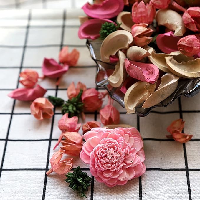 Qingbei Rina Potpourri,Rose Scented Potpourri Bowl Filler Dried Flower,Pink Decorative Popery,Home Fragrance Perfume,Bathroom Decor,9.8 Oz