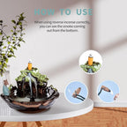 Guilin Landscape Backflow Incense Burner, Handmade Ceramic Waterfall Incense Stick Cone Holder with 20 PCS Incense Cones and 30 PCS Incense Sticks