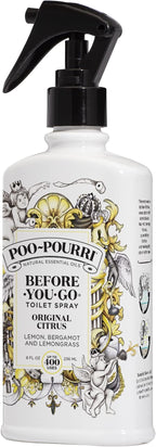 Poo-Pourri Before-You-Go Toilet Spray, Original Citrus, 8 Fl Oz, Up to 400 Uses, Bathroom Odor Deodorizer, Plant-Based with Essential Oils, for Home or Work, Lemon, Bergamot and Lemongrass Scent
