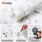 Drawer and Shelf Liner, Non-Slip Kitchen Cabinet Liners Non-Adhesive Thick Strong Grip Waterproof Washable Mats Protect Dresser Shelves Cupboard Bathroom Cabinets, White Marble, 18 in X 20 FT