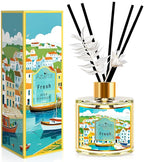 Reed Diffuser Set, 6.7oz(200ml) Fresh Scented Diffuser for Home with 6 Sticks,Home Fragrance Scent Essential Oil Stick Diffuser for Bathroom Shelf Decor