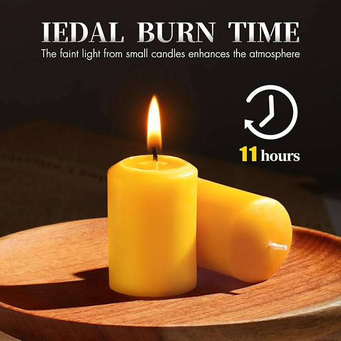 Beeswax Votive Candles 24 Pack Votive Candles Bulk,11-12 Hours Burn Time Unscented Votive Candles,100% Pure Bees Wax Candles Natural Beeswax Candle Small Beeswax Candles for Prayers Relax（24 Pack）