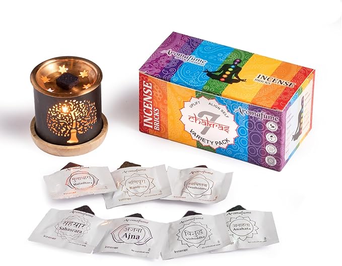 Chakra Incense Brick Variety Box with Tree of Life Burner