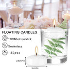 50 Pack of 2-Inch White Floating Candles - Ideal for Weddings, Home Décor, Spa Baths, and Romantic Settings.