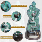 Simcat Backflow Incense Burner Holder Handicraft Hugging Lovers Incense Holder Censer Romantic Incense Waterfall Burner Decor + 20 Backflow Incense Cones 30 Incense Sticks 1 Tweezer 1 Mat