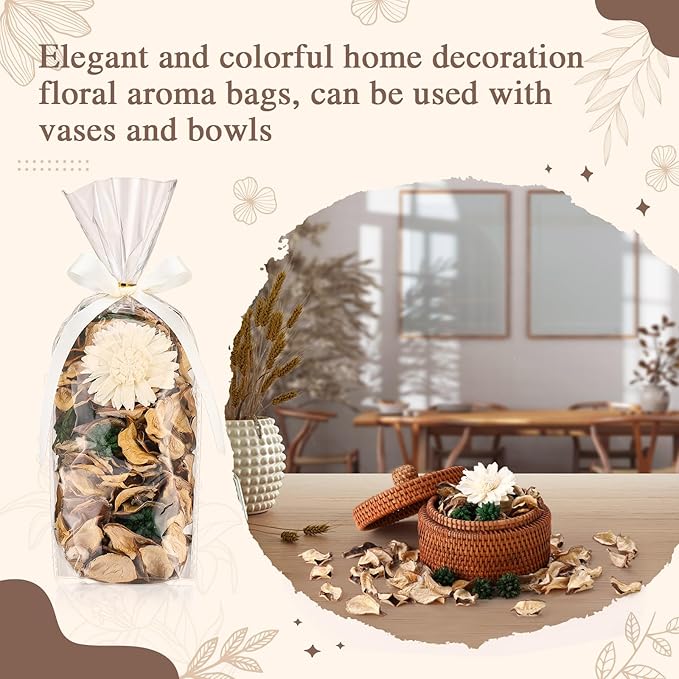 Nuanchu 6 Pcs White Potpourri Bags Potpourri Bowl Filler Chrysanthemum Scented Dried Flowers Petals Home for Closet Drawer Car Fragrance Sachet Holiday Wedding Decor, 12.7oz