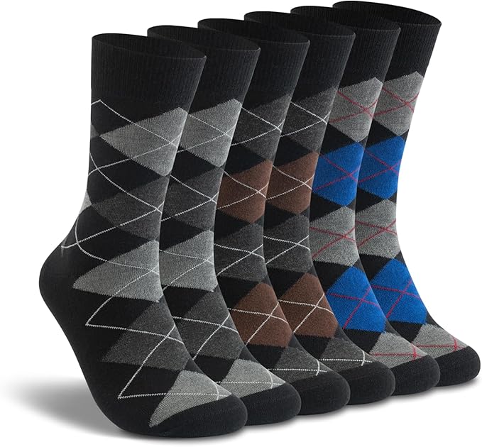LIXIA Men's Thin Merino Wool Socks, Cozy Winter Warm Breathable Mid-calf Casual Dress Liners 3/6 Pairs Pack
