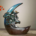 Moon Backflow Incense Holder – Ceramic Incense Cone Holder with 60 Backflow Incense Cones | Waterfall Incense Burner & Waterfall Fountain | Incense Waterfall Effect for Relaxation & Meditation