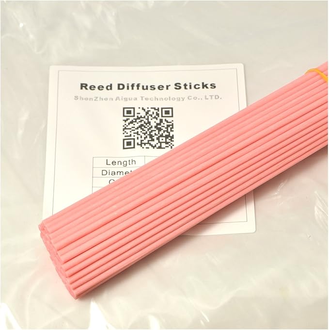 50 Pieces Fiber Reed Diffuser Replacement Refill Sticks for Aroma Fragrance (Pink, 10" x3mm)