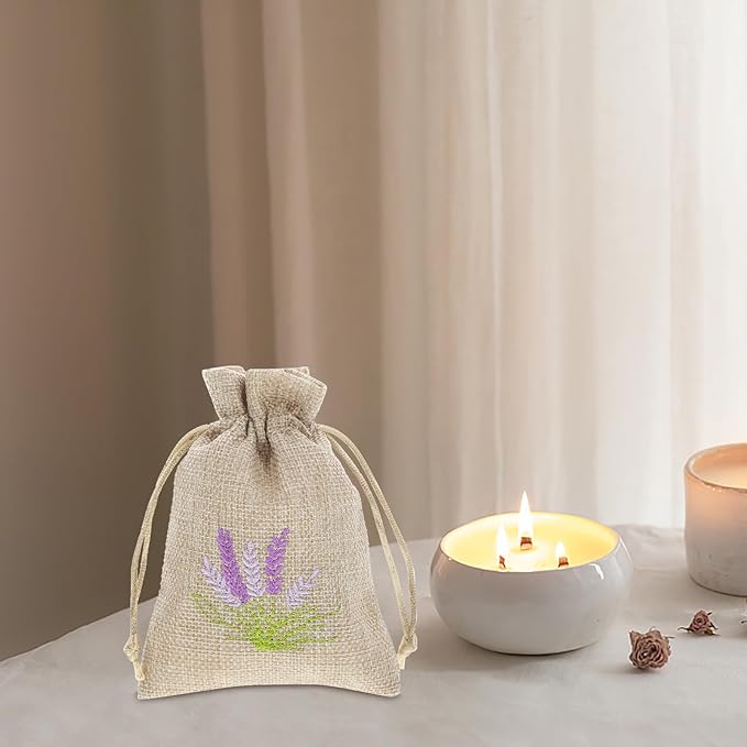 Homoyoyo 10pcs Empty Sachet Bags Drawstring Lavender Flowers Bags Dried Lavender Scented Pouches 10 * 14cm
