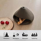 Ceramic Palo Santo Burner, Mini Chimney Incense Holder with Ash Catcher, Aromatherapy Meditation Home Decor for Anxiety Relief, Black