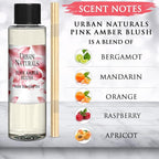 Urban Naturals Reed Diffuser Oil Refill, Pink Amber Blush Fragrance Oil with Florals, Fruits, Vanilla, 4 oz + Free Reed Sticks, Made in The USA