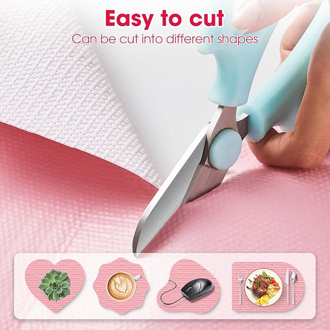 Shelf and Drawer Liner, Kitchen Cabinet Liners Non-Adhesive Thick Non-Slip Waterproof Washable Fragrant Mats Protect Dresser Shelves Cupboard Bathroom Cabinets, Pink, 12 in X 20 FT