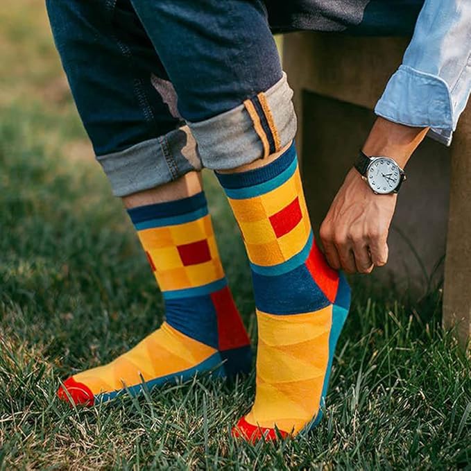 DRASEX Men's Dress Socks Funky Colorful Pattern Cotton Novelty Casual Crew Socks