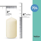 BOLSIUS 6 Ivory Pillar Candles Bulk - 3x6 Inches Candle Set - 70+ Hours Clean Burning - No Palm Oil - 0% Animal Fat - Premium European Quality - Unscented Dripless Wedding Pillars