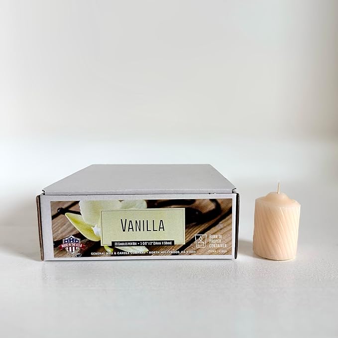 Scented Votive Candles - 15 Hour Burn Time - Candles for All Decorations - for Wedding, Birthday, Holiday & Home Decoration - Made in The USA, Box of 20, Vanilla