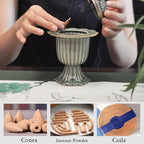 Ceramic Incense Holder with Braze Lid,Incense Cone Burner for Coil Incense,Mediation Gift,Home Decor (Light Green)