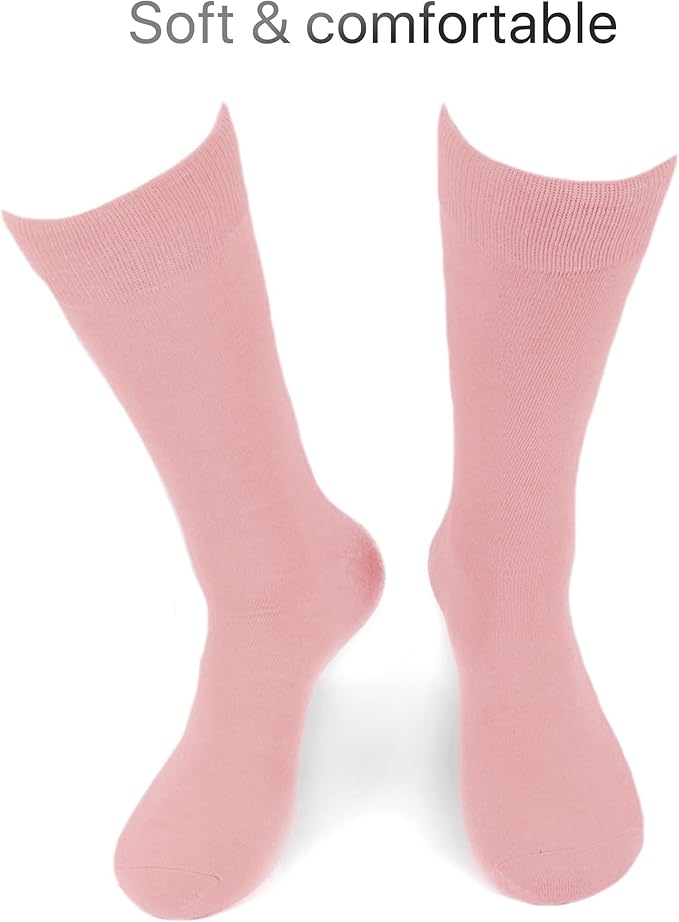 Feraricci Solid Color Casual Dress Socks for Men - Colorful & Comfortable Crew Socks