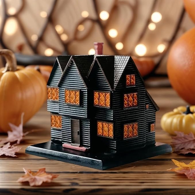 Salem Witch House Incense Burner – Halloween Autumn Incense Burner for Home & Indoor Halloween Decorations – Haunted Mansion Style Chimney Incense Holder