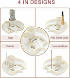 Incense Holder,4 in 1 Palo Santo Holder for Burning Sage and Sticks,5.9" Ceramic Incense Burner,White Candle Holder Ash Catcher Tray for Meditation Home Zen Decor Gift