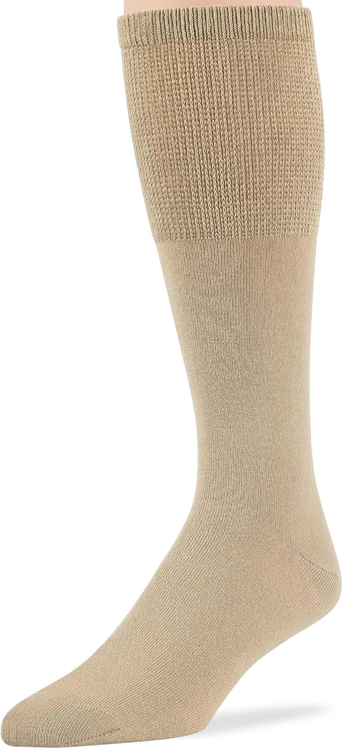 7BIGSTARS KINGDOM Khaki Diabetic Men's Mid-Calf Dress Socks - 5 Pack - Cotton