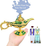 Aladdin Lamp Incense Holder Vintage Magic Genie Lamp Cone Incense Burners Legend Wishing Light for Home Decor Birthday Gift Party Green