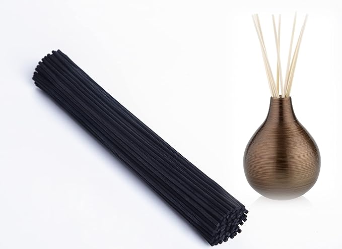 LWH-US 100 PCS Reed Diffuser Sticks,10 Inch Natural Rattan Wood Sticks,Essential Oil Aroma Diffuser Replacements Sticks for Aroma Fragrance (Black)