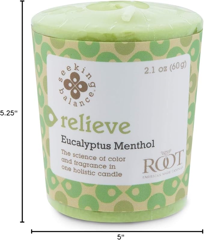 Root Candles Seeking Balance Spa Candle Aromatherapy Candles, Votives, Relieve: Eucalyptus Menthol, 18-Count