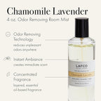 LAFCO New York Odor Removing Room Mist, Chamomile Lavender - 4 oz - Eliminates Unpleasant Scents & Provides Luxurious Fragrance - Up to 750 Pump Sprays Per Bottle - Made in the USA