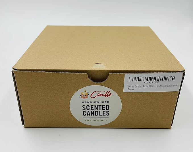 Mister Candle – Set of 9 Lavender Scented Votive Candles in Glass Holders, Hand Poured Soy Wax, 12 Hour Burn Time, Aromatherapy Candles for Spa, Weddings, Parties, Gifts