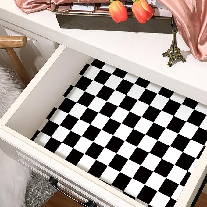 10 Sheets Drawer Liners for Dresser Scented Drawer Liners Non Adhesive Scented Paper for Fragrant Home Shelf Closet (Linen,Checkered Pattern)