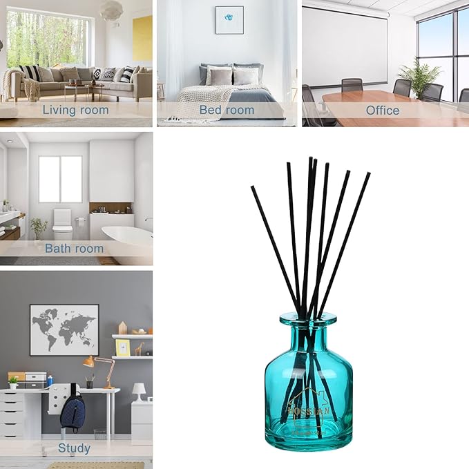 HOSSIAN 50pcs Reed Diffuser Sticks - Wood Rattan-Reed Sticks -Essential Oil Aroma Diffuser Sticks- Spa-Aromatherapy(Black7.87/20cm)