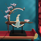 Backflow Incense Holder with LED Light, Chinese Style Ceramic Backflow Incense Burner Perfect for Relaxing or Home Decor (Chinese Style B)