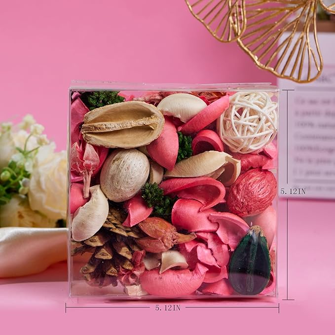 Potpourri Bowl Fillers - Rose Scented Vase Fillers Fragrance | Pink Home Decor | Fragrance for Bathroom Living Room Bedroom | Air Freshener, Gifts (Pinecone)