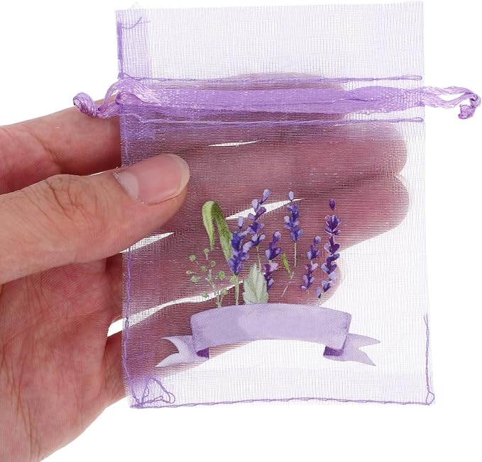 ABOOFAN 20pcs Lavender Sachet Bags Empty Mesh Storage Pouches for Dried Flowers Multi-use Organza Drawstring Bags for Home Fragrance and Party Favors