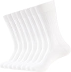 WANDER Mens Dress Socks Double Needle Rib Cotton Solid Premium Socks Lightweight Classic Business Socks 6/8 Pairs 7-12/13-15