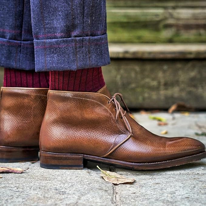 Merino Wool Mid-Calf Dress Socks for Men, Ribbed Dress Socks
